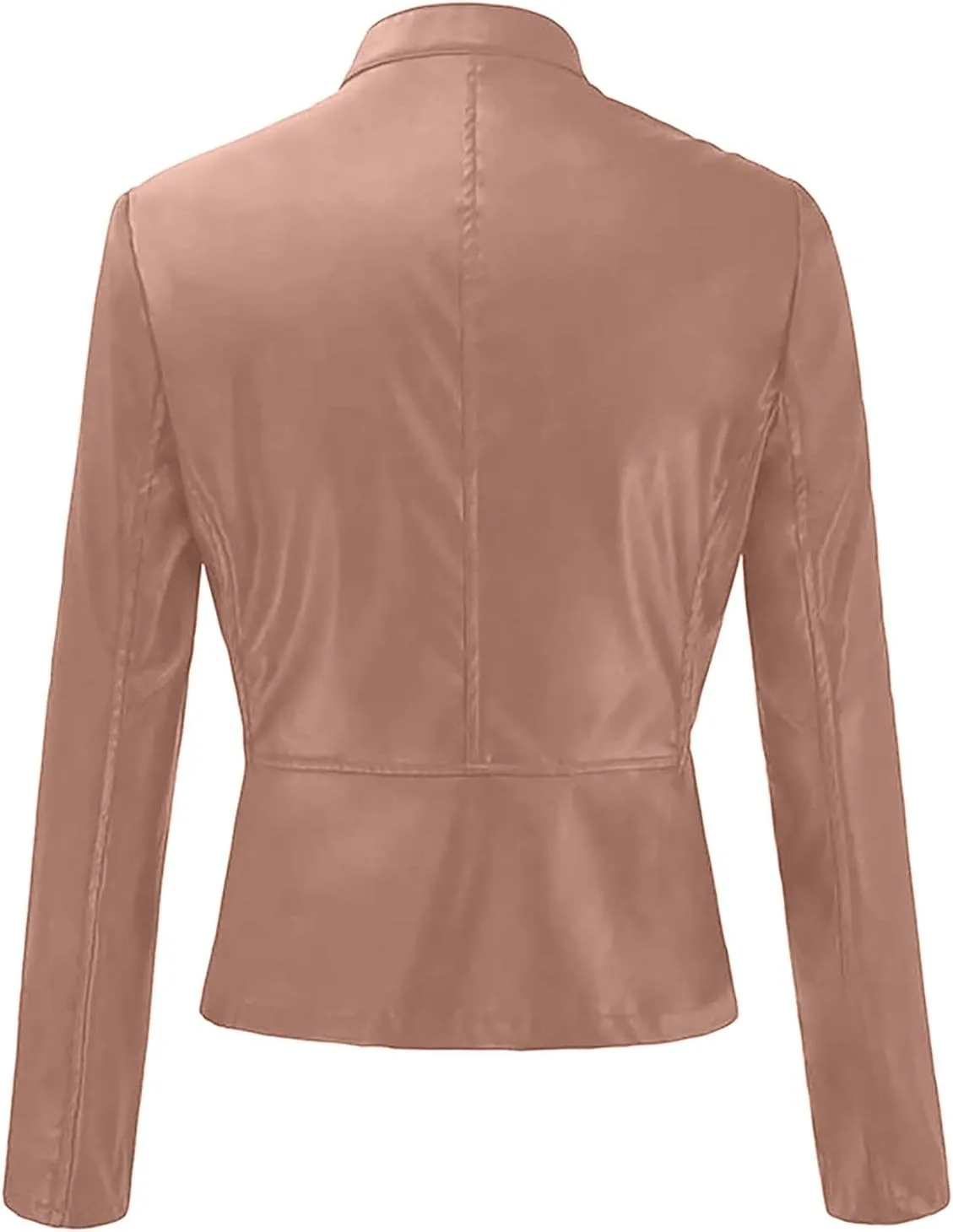 5665 Womens Winter Leather Jackets Black Zip Motorcycle Jacket Quilted Lightweight Coat Vegan Pu Leather Outerwear