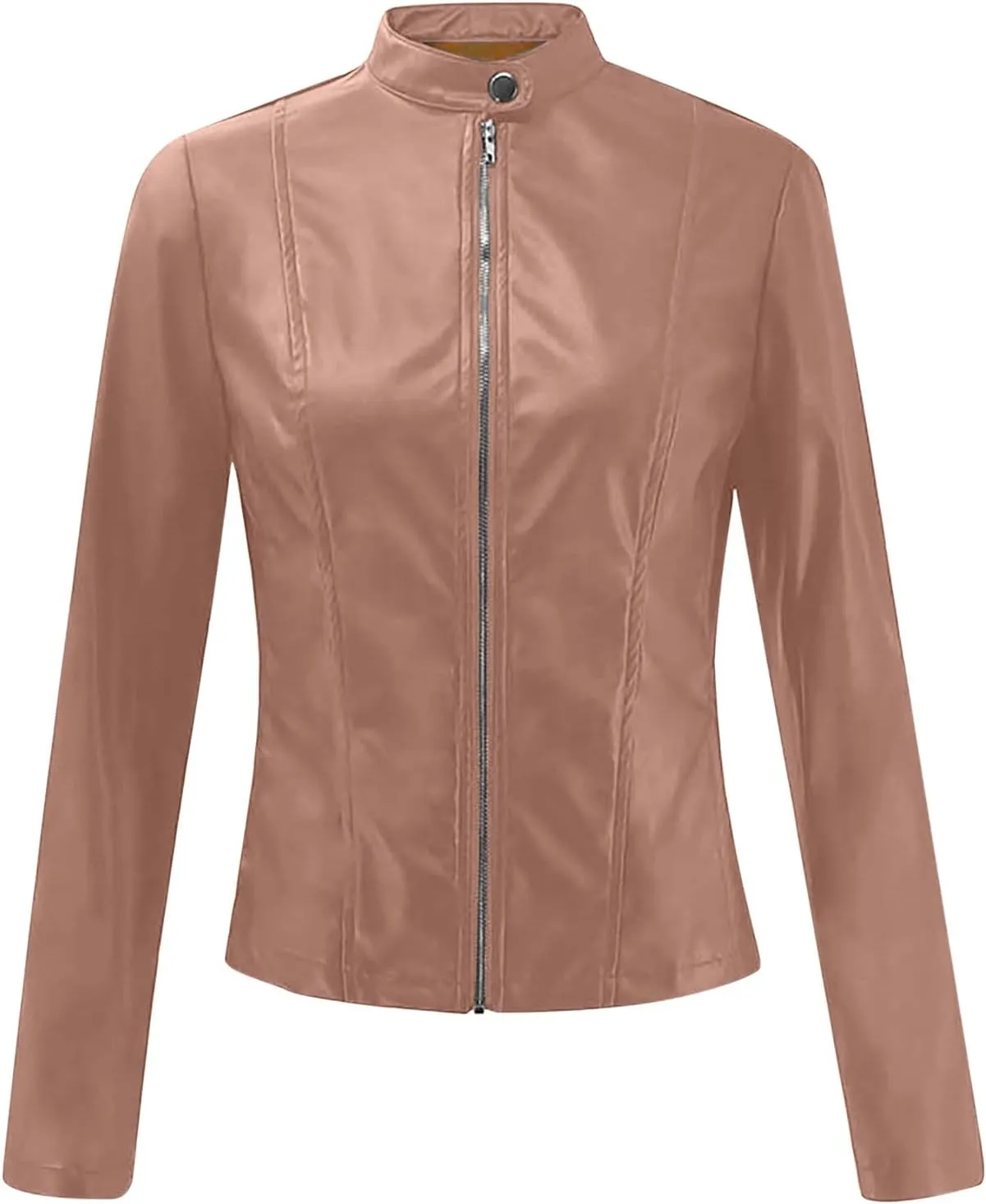 5665 Womens Winter Leather Jackets Black Zip Motorcycle Jacket Quilted Lightweight Coat Vegan Pu Leather Outerwear