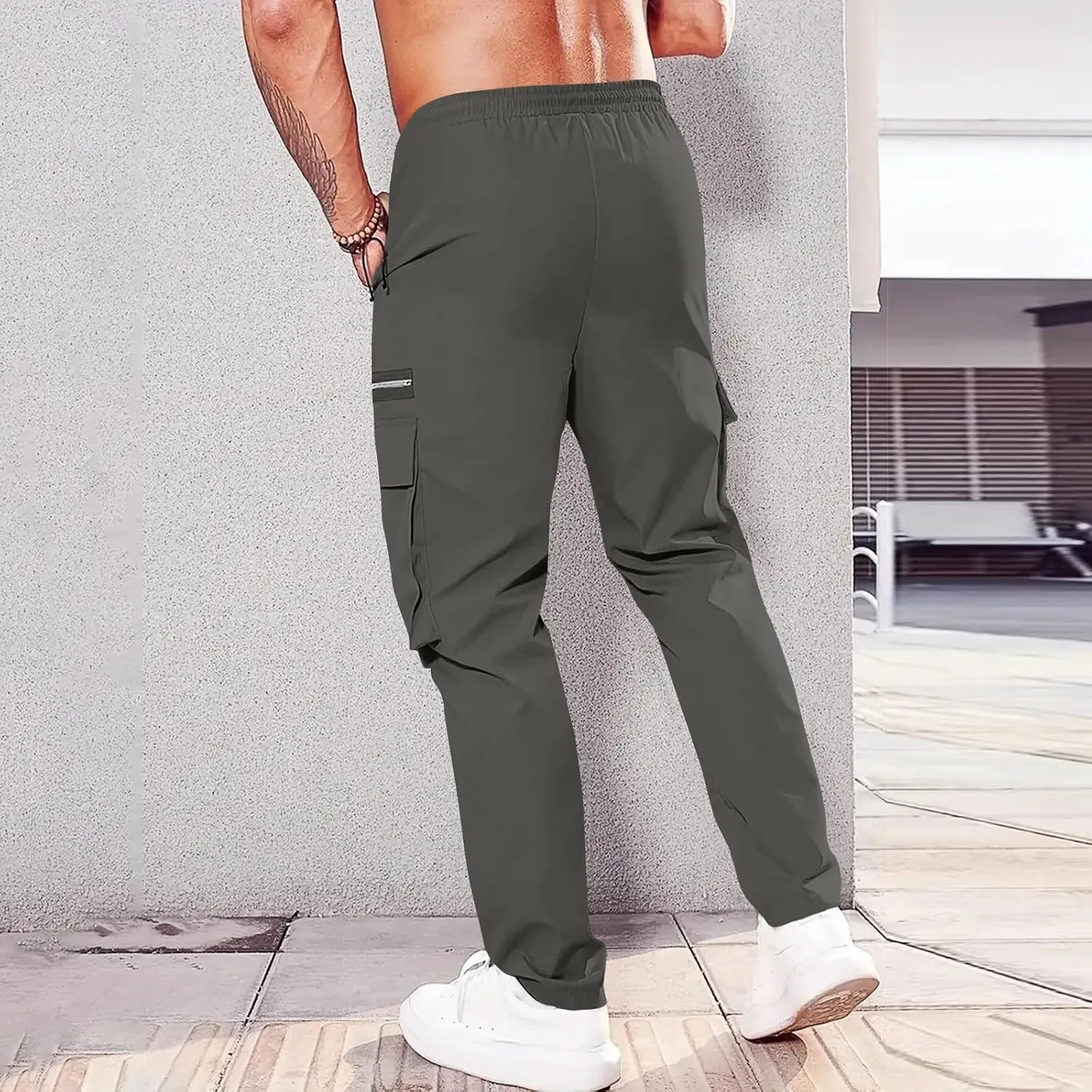 ADHOWBEW Cargos Pants Men Waterproof Pockets Workout Construction Hiking Big and Tall Joggers