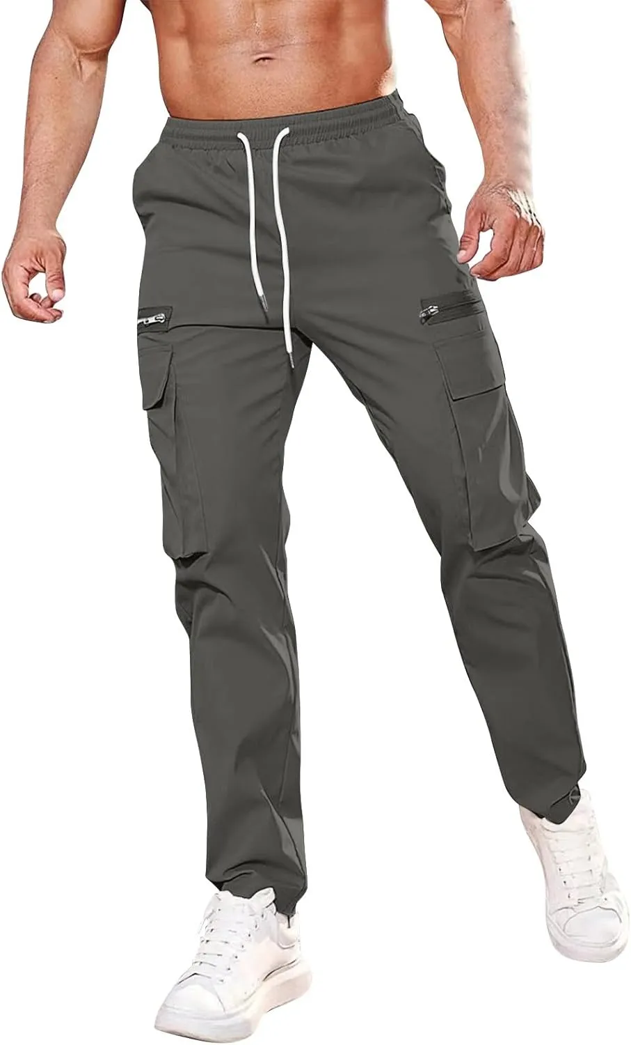 ADHOWBEW Cargos Pants Men Waterproof Pockets Workout Construction Hiking Big and Tall Joggers
