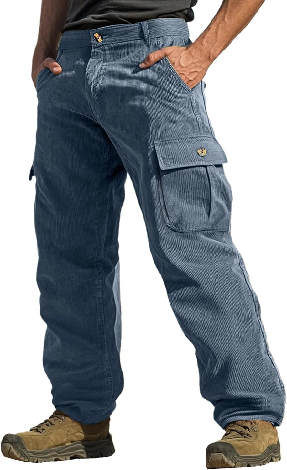 ADHOWBEW Men Cargo Pants Relaxed Fit Stretch Waterproof Construction Hiking Elastic Waist Trousers