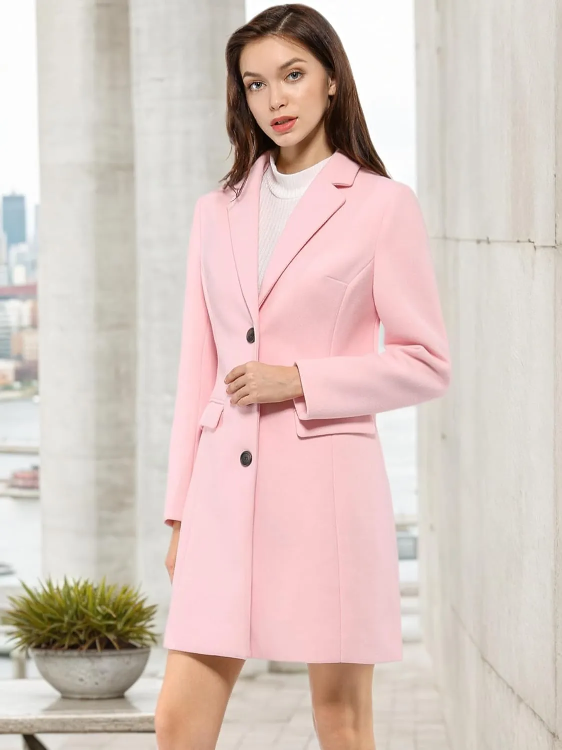 Allegra K Women's 2024 Pea Coat Single Breasted Long Winter Coats for Women