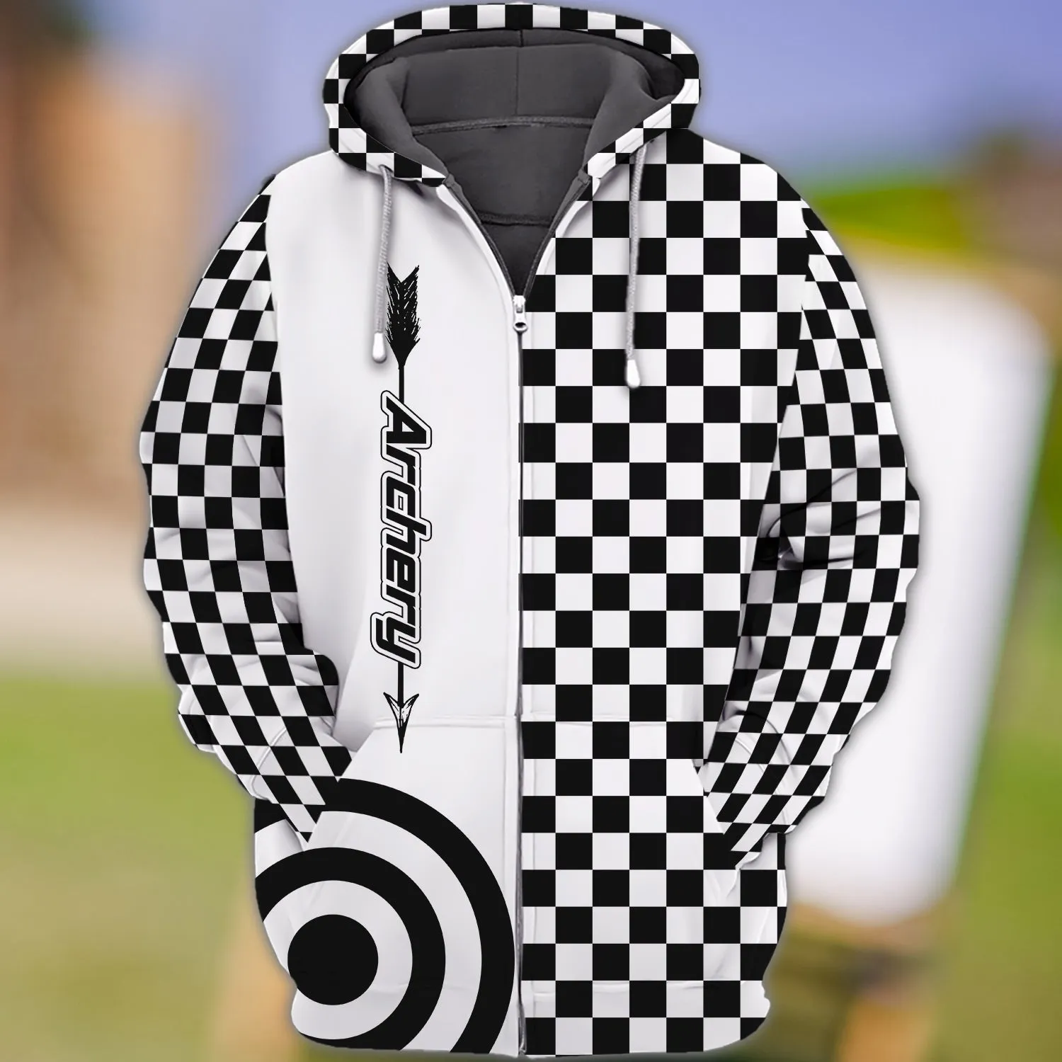 Archery Black and White Caro 3D Full Print Sweatshirt Hoodie, Archery Shirt Gift