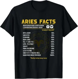 Aries Facts Funny Horoscope Astrology Zodiac Sign T-Shirt