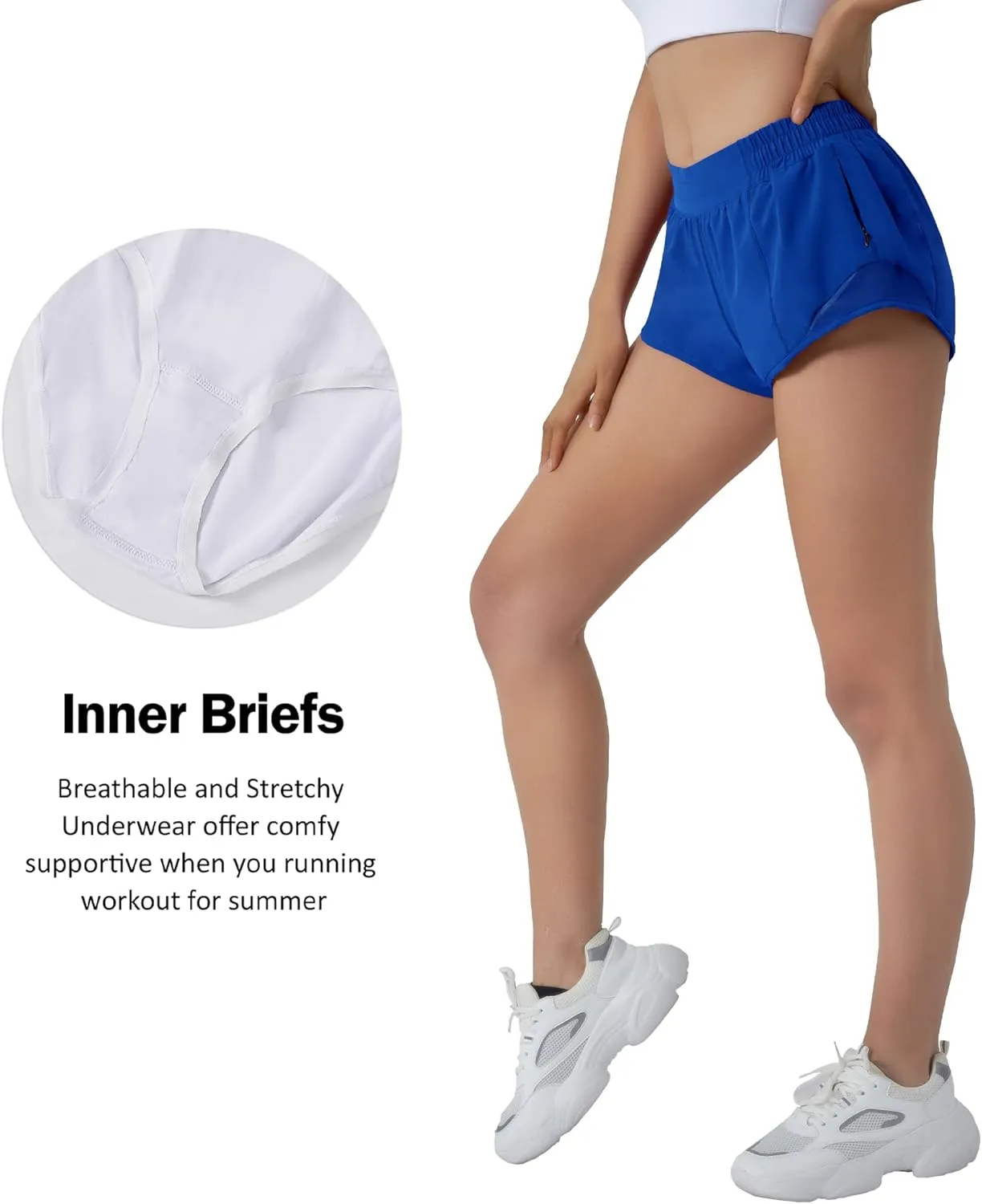 Aurefin Running Shorts for Women,Quick Dry Athletic Sports Shorts Lightweight Active Workout Gym Shorts with Zip Pocket