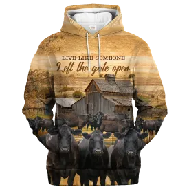 Black Angus Farm Left The Gate Open Hoodie, Angus Hoodie Premium Hoodie Men Women