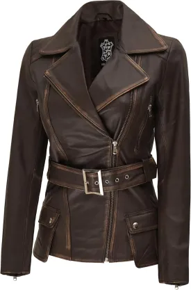 Blingsoul Leather Jacket Women - Real Lambskin Long Womens Leather Jacket