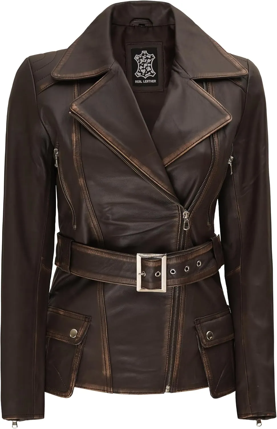 Blingsoul Leather Jacket Women - Real Lambskin Long Womens Leather Jacket