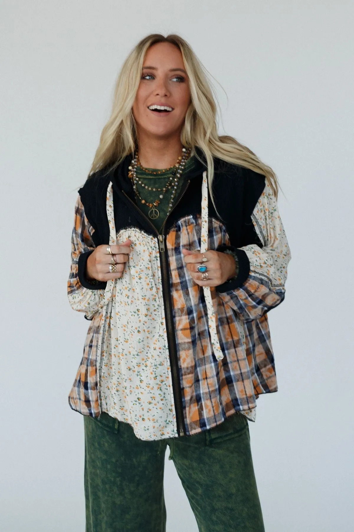 Blossom Check Jacket - Black