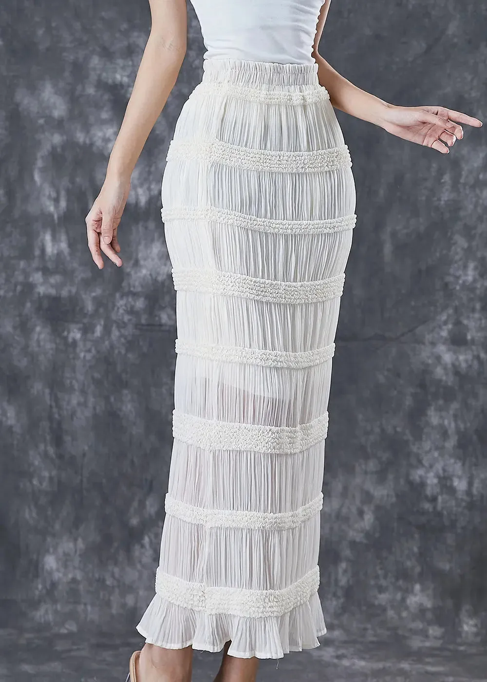 Bohemian White High Waist Cotton Skirts