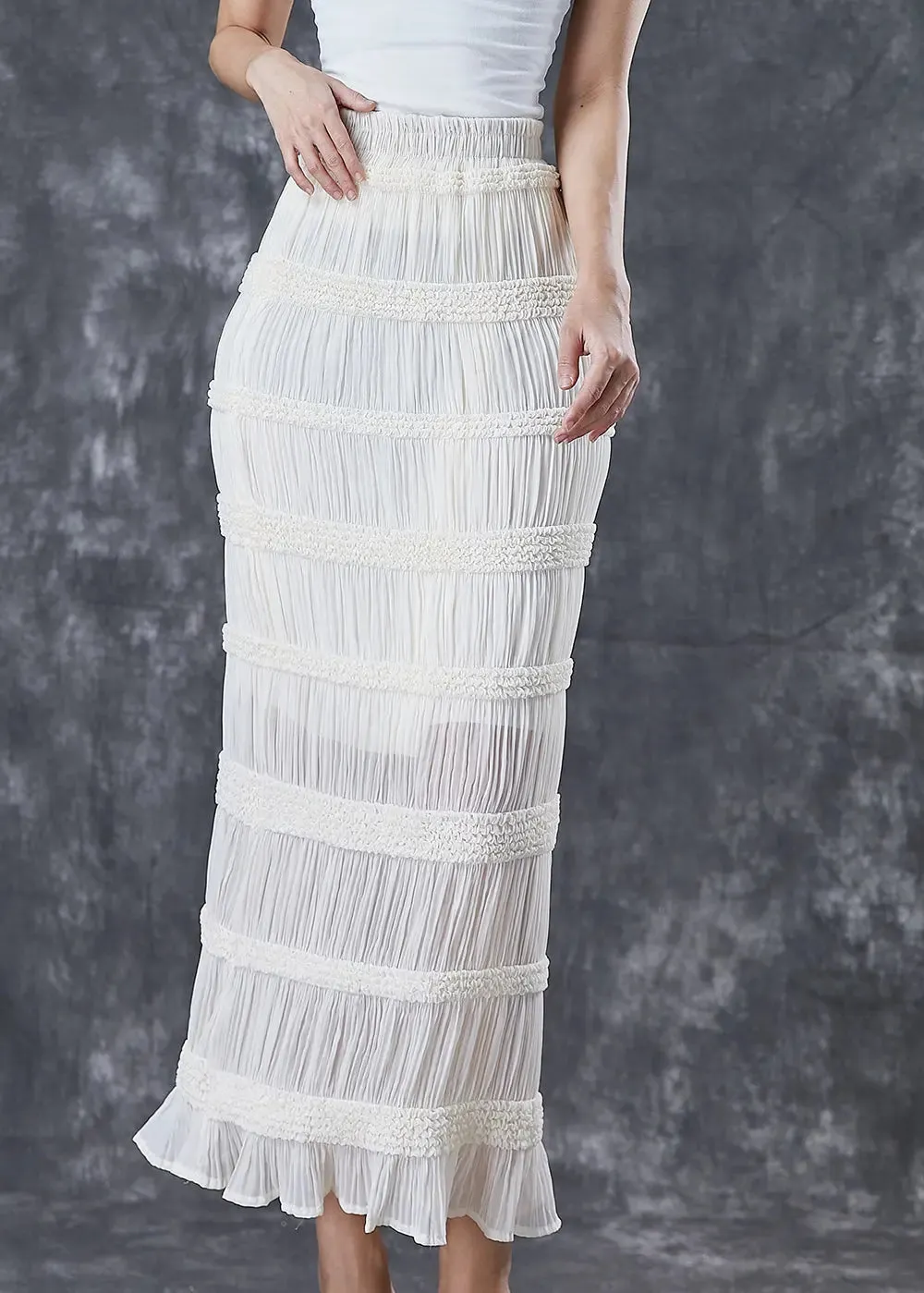 Bohemian White High Waist Cotton Skirts