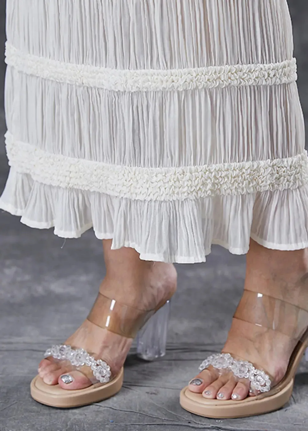 Bohemian White High Waist Cotton Skirts