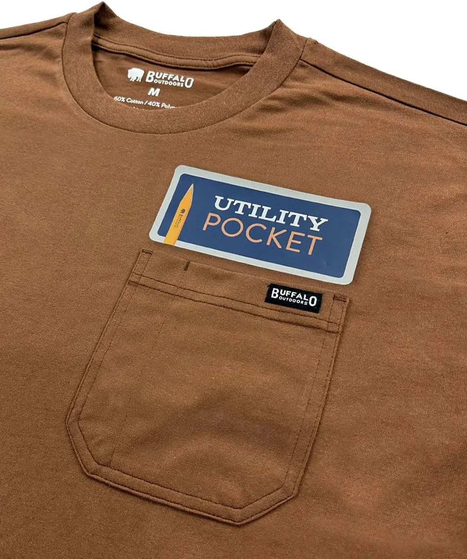 Buffalo Outdoors Workwear Men's Heavyweight Pocket T-Shirt - Heather Grey