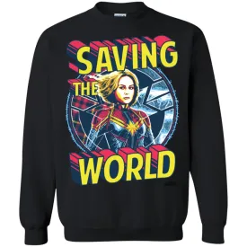 Captain Marvel Saving The World Portrait Crewneck Pullover Sweatshirt
