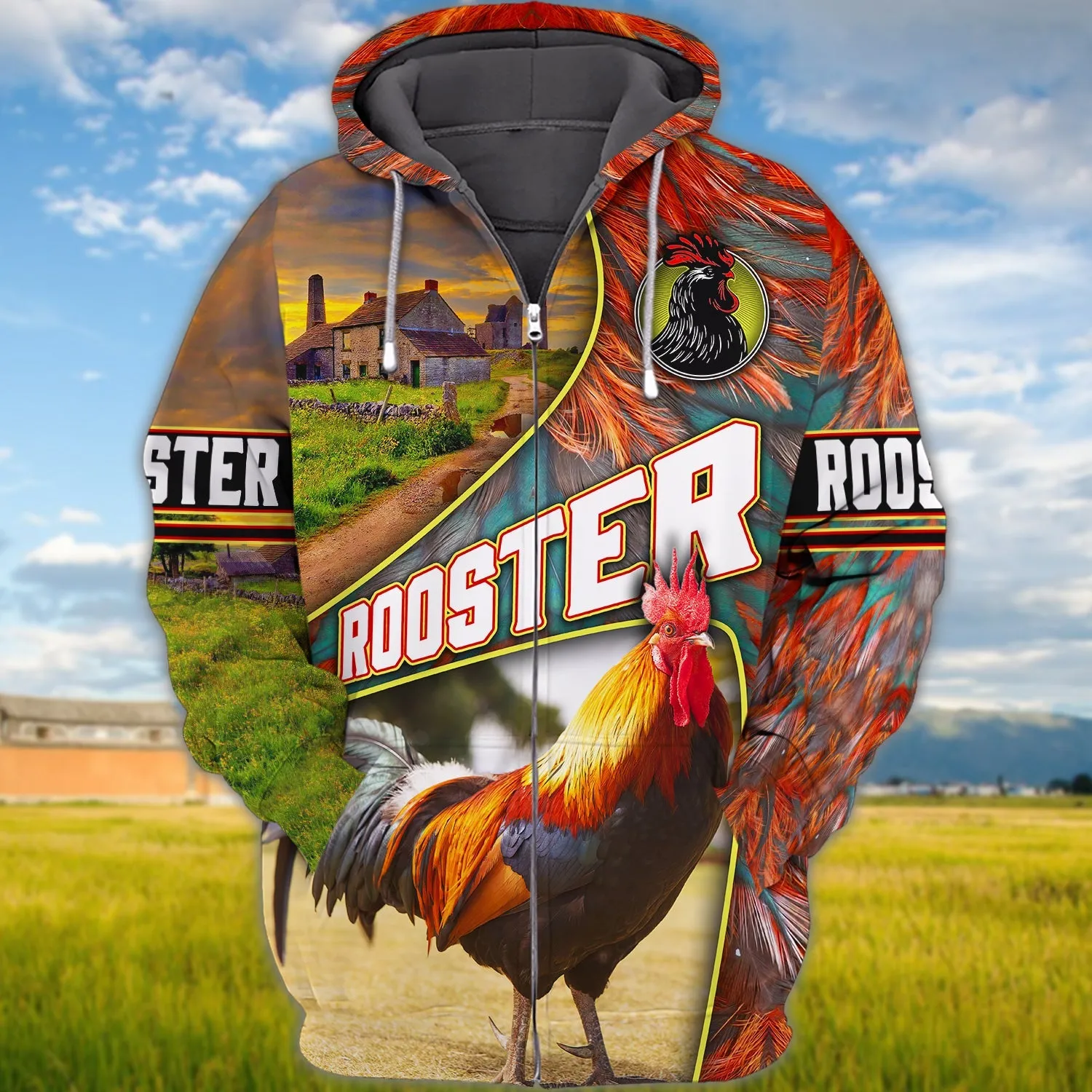 Chicken Farm Animal Rooster 3D Full Print Sweatshirt Hoodie Bomber, Christmas Gift for Farmer
