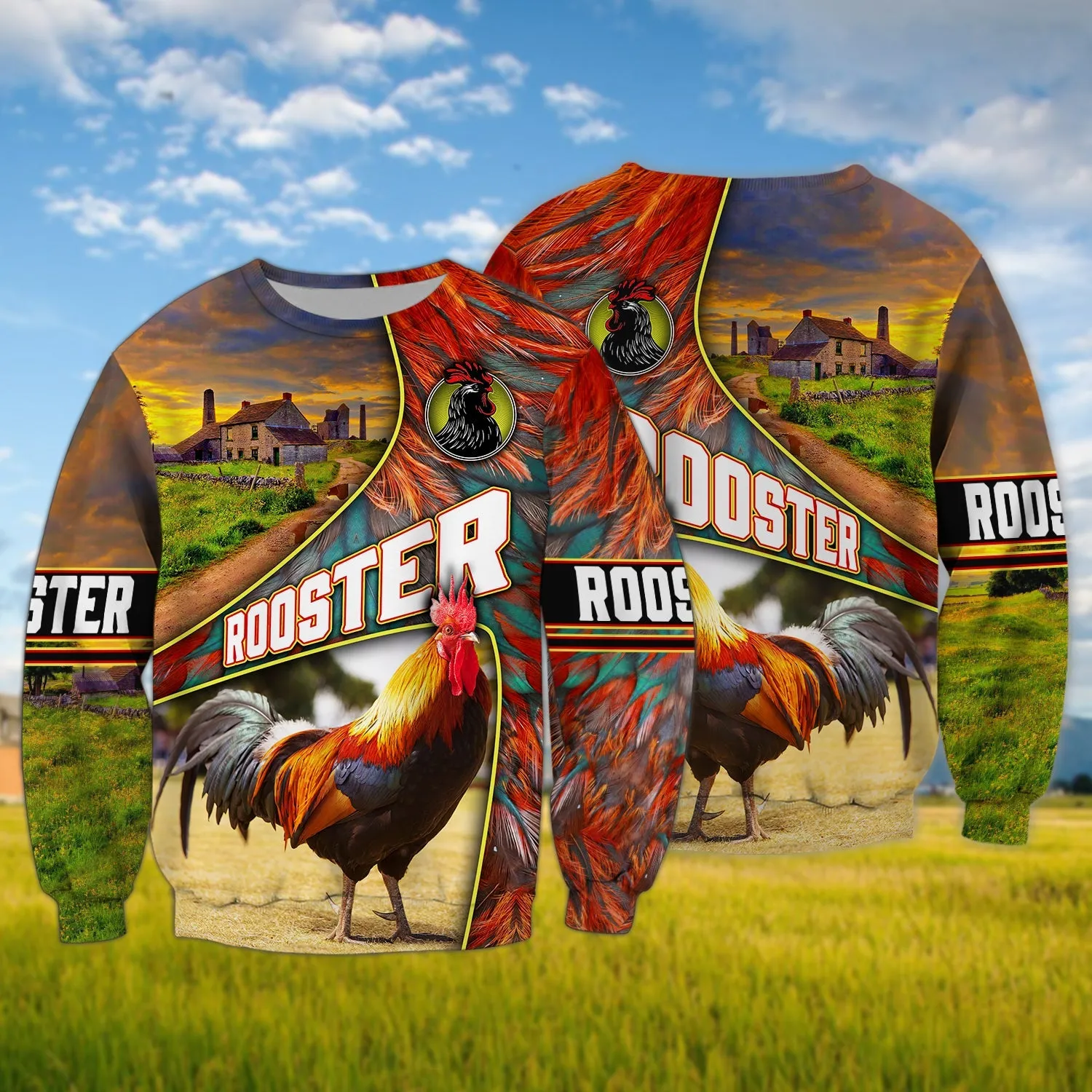 Chicken Farm Animal Rooster 3D Full Print Sweatshirt Hoodie Bomber, Christmas Gift for Farmer