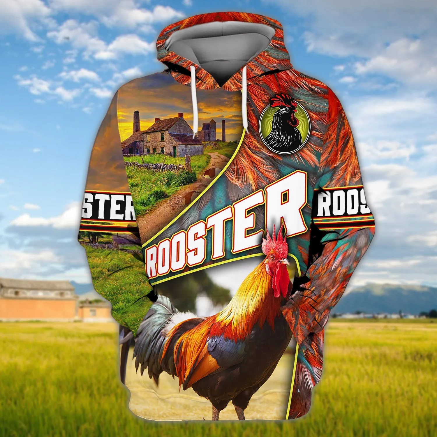 Chicken Farm Animal Rooster 3D Full Print Sweatshirt Hoodie Bomber, Christmas Gift for Farmer