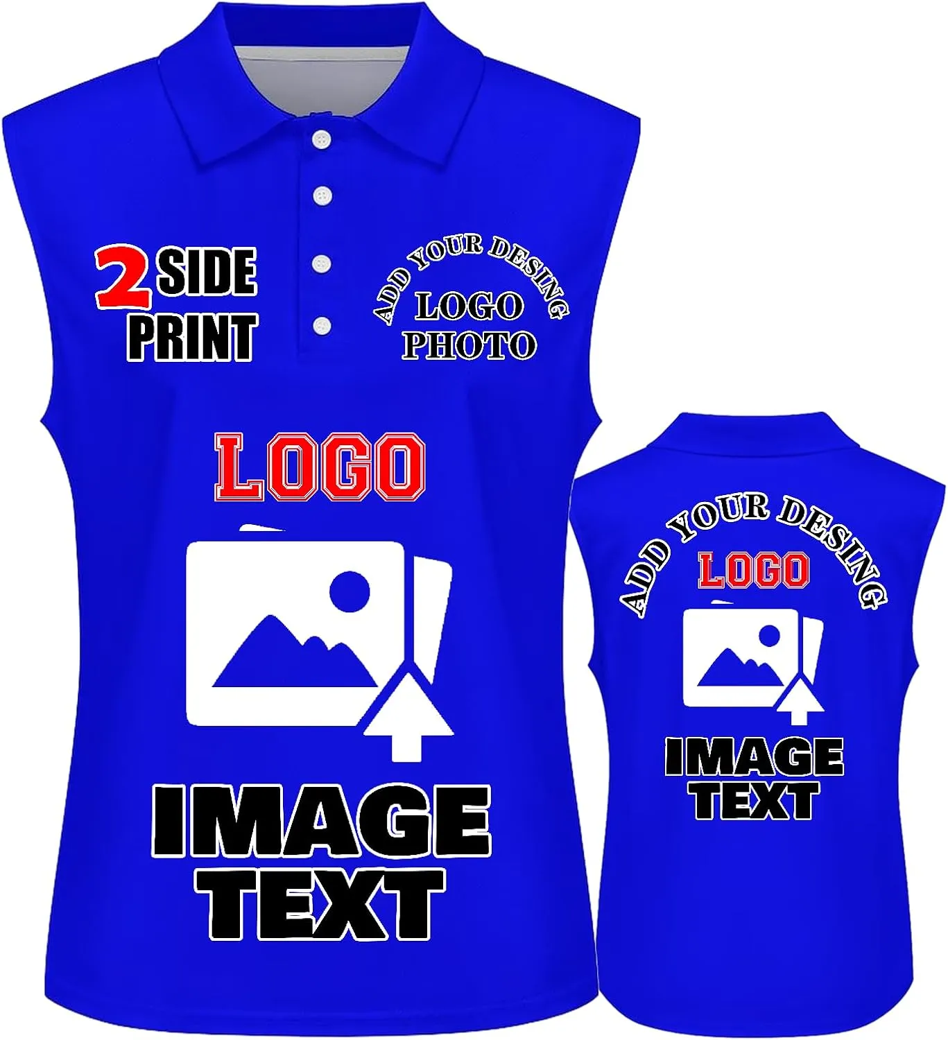 Custom Polo Shirts for Women Personalized Tank Polo Shirts with Logo Text Picture Customized Sleeveless Shirts