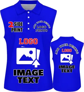 Custom Polo Shirts for Women Personalized Tank Polo Shirts with Logo Text Picture Customized Sleeveless Shirts