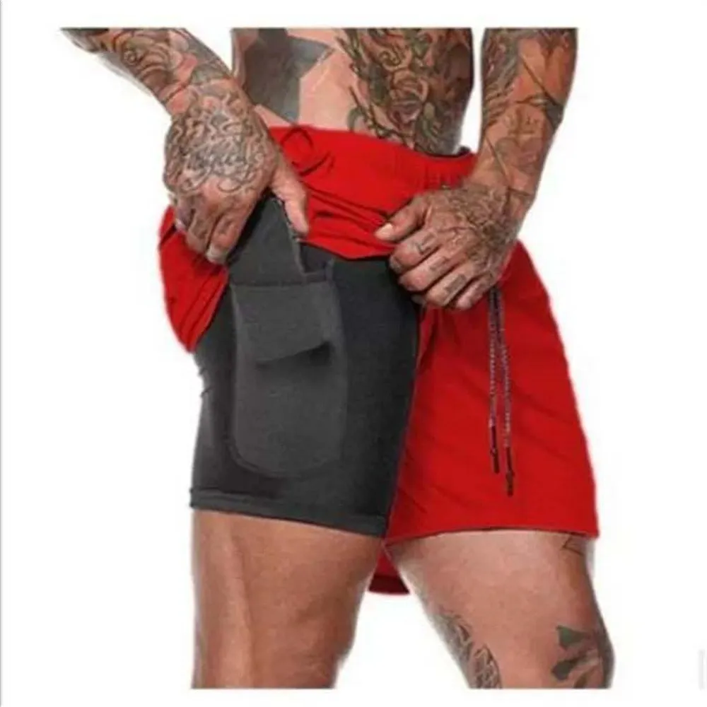 Double Layer Solid Shorts Large Size Fitness