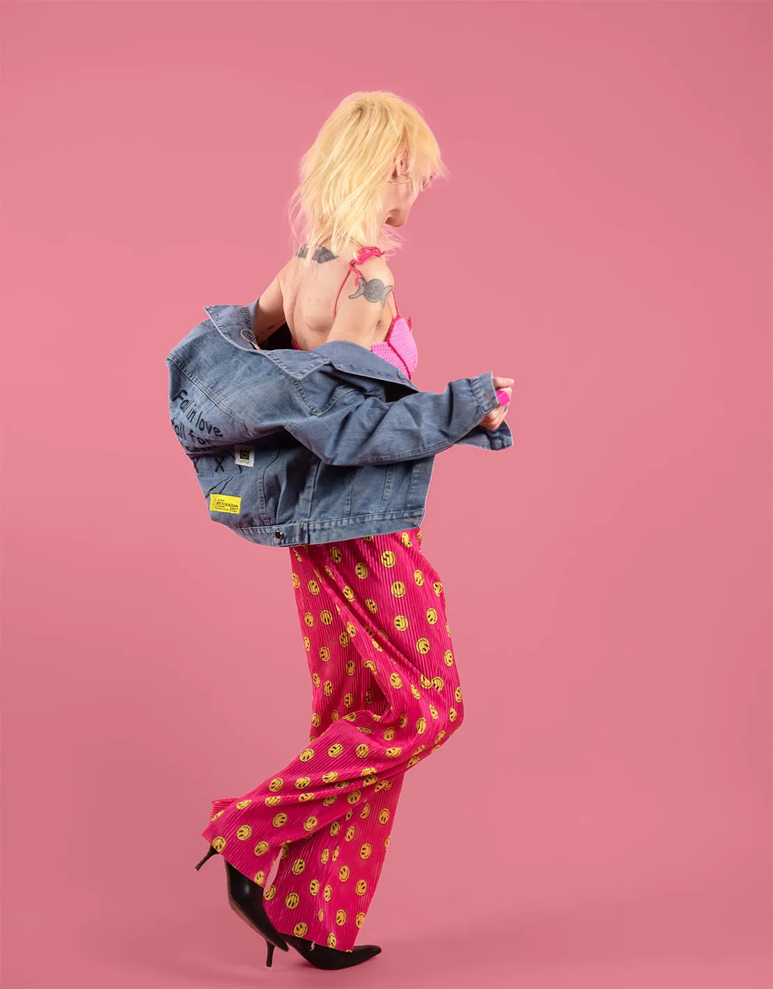 Funky patches denim jacket