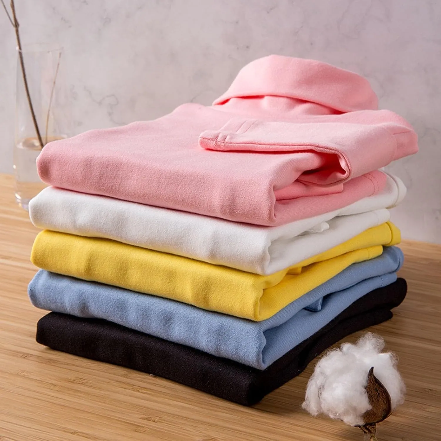 Girls Turtleneck Long Sleeve Shirt, Boys Girls Cotton Pullover Turtle Neck Top, Base Layer Tees