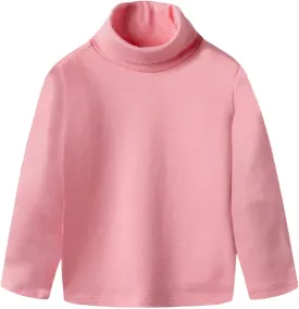 Girls Turtleneck Long Sleeve Shirt, Boys Girls Cotton Pullover Turtle Neck Top, Base Layer Tees