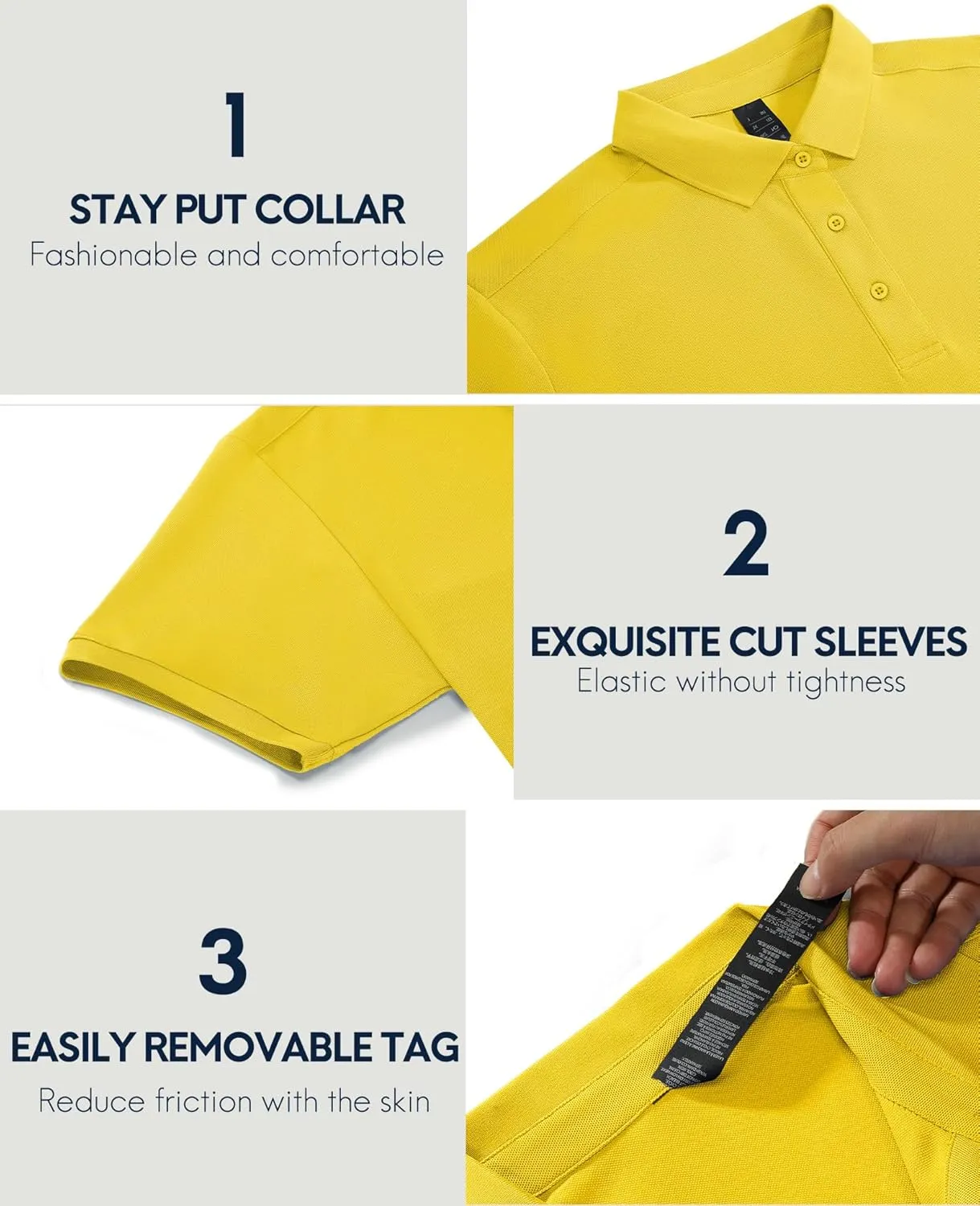 Haimont Mens Polo Shirts Dry Fit Performance Collared Shirts Short Sleeve Casual Moisture Wicking Shirts