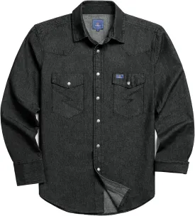 HISEA Men's Denim Shirt Long Sleeve Work Shirt Mens Regular Fit Button Down Shirts Cotton Work Shirts Washed Finish