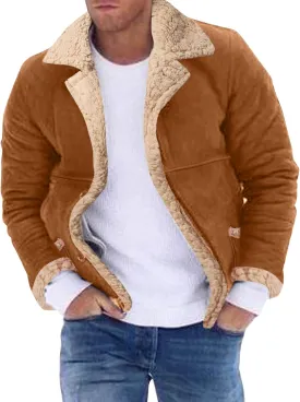 LCMTWX Mens Jackets And Winter Outerwear Single-breasted Solid Color Lapel Long Sleeve Coat Cardigan Plush Long Coat