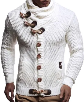 Leif Nelson Men's Knitted Turtleneck Jacket - Winter Cardigan Sweaters for Men