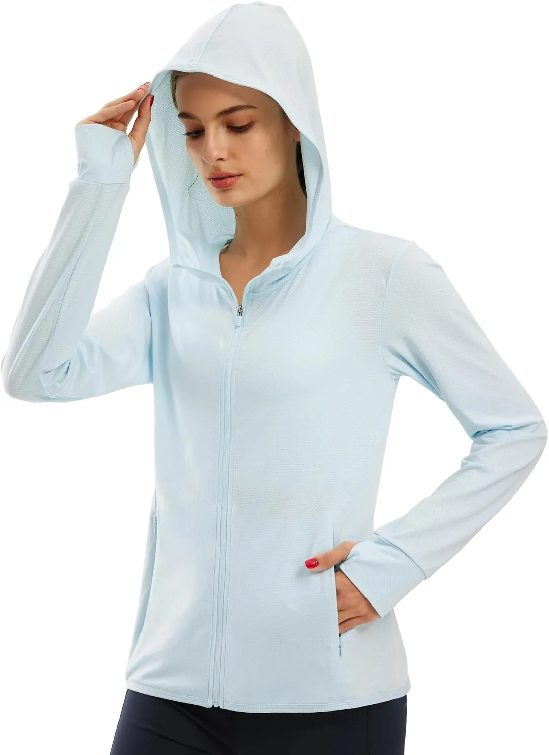 Libin Women's Sun Shirts Full Zip UPF 50  Sun Protection Hoodie Jacket Long Sleeve Hiking Outdoor Performance with Pockets