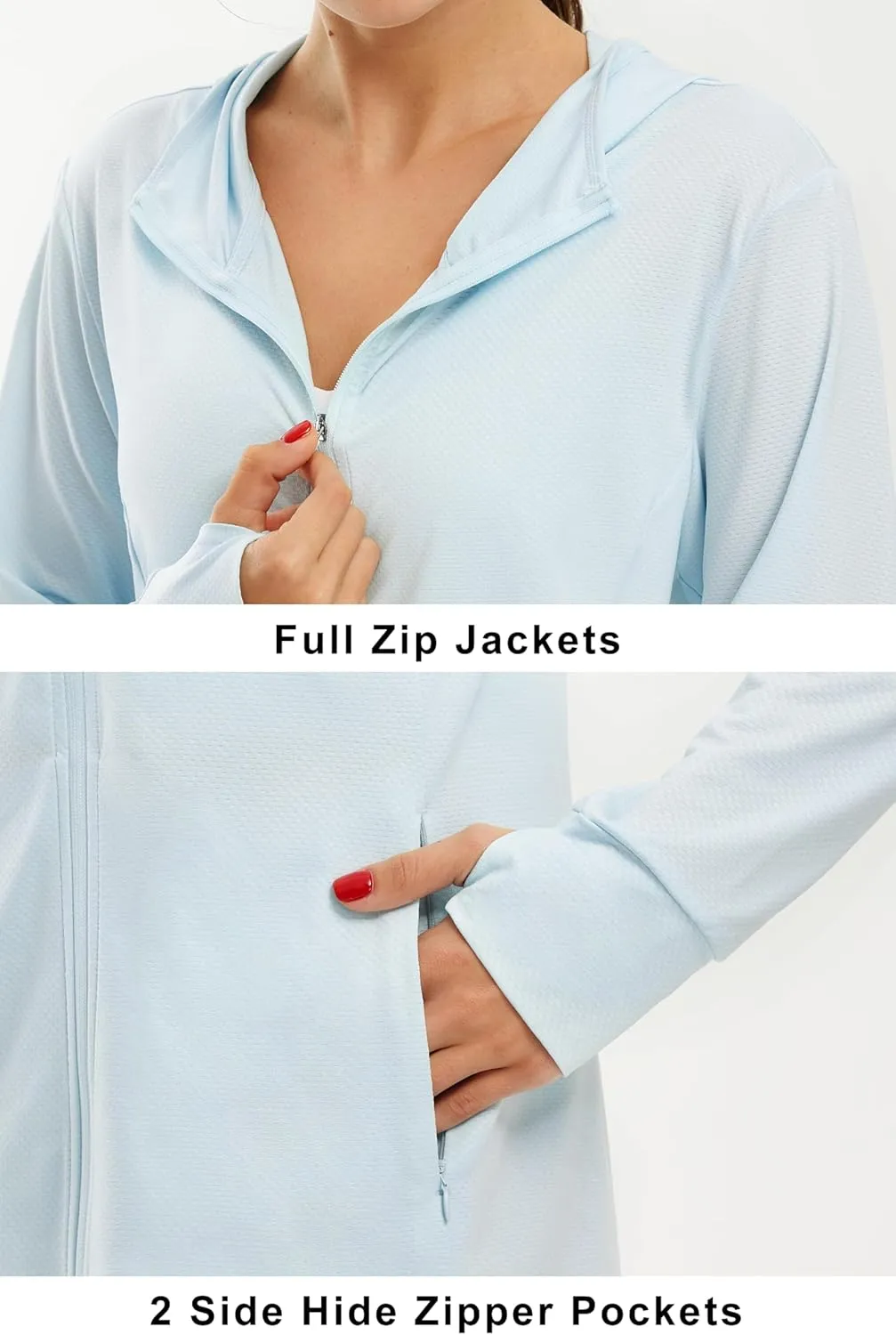 Libin Women's Sun Shirts Full Zip UPF 50  Sun Protection Hoodie Jacket Long Sleeve Hiking Outdoor Performance with Pockets