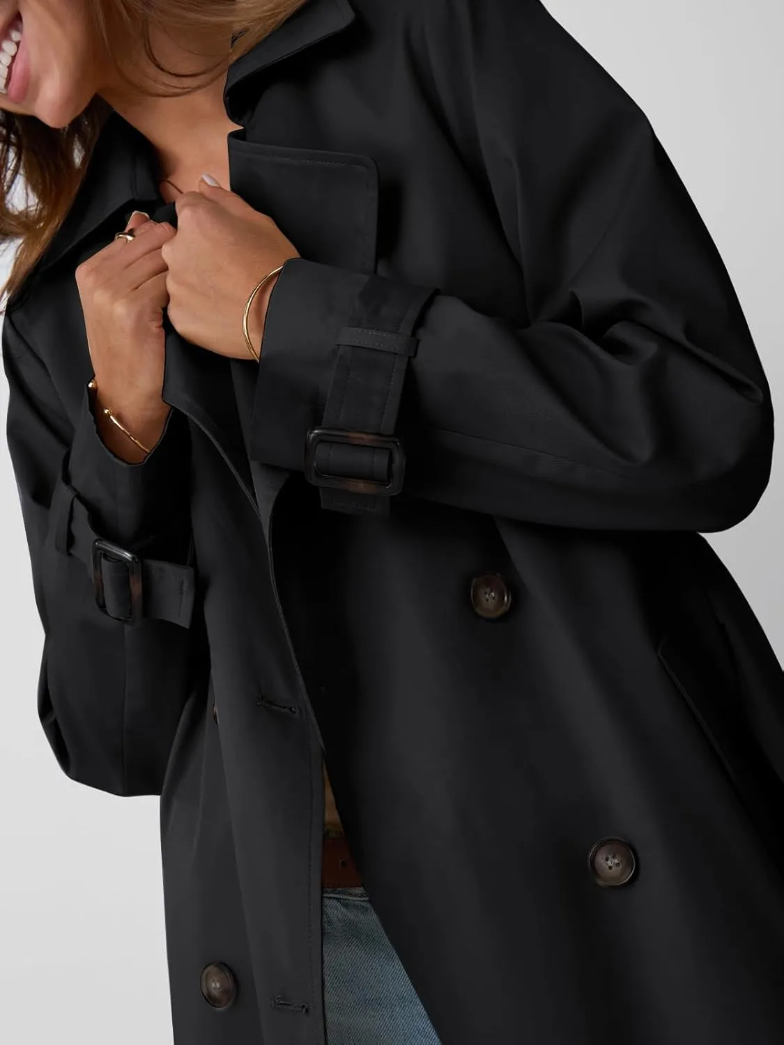 LILLUSORY Womens Double Breasted Long Trench Coat Dressy Overcoat with Belt Fall Winter Fashion Trendy Clothes Outfits 2025