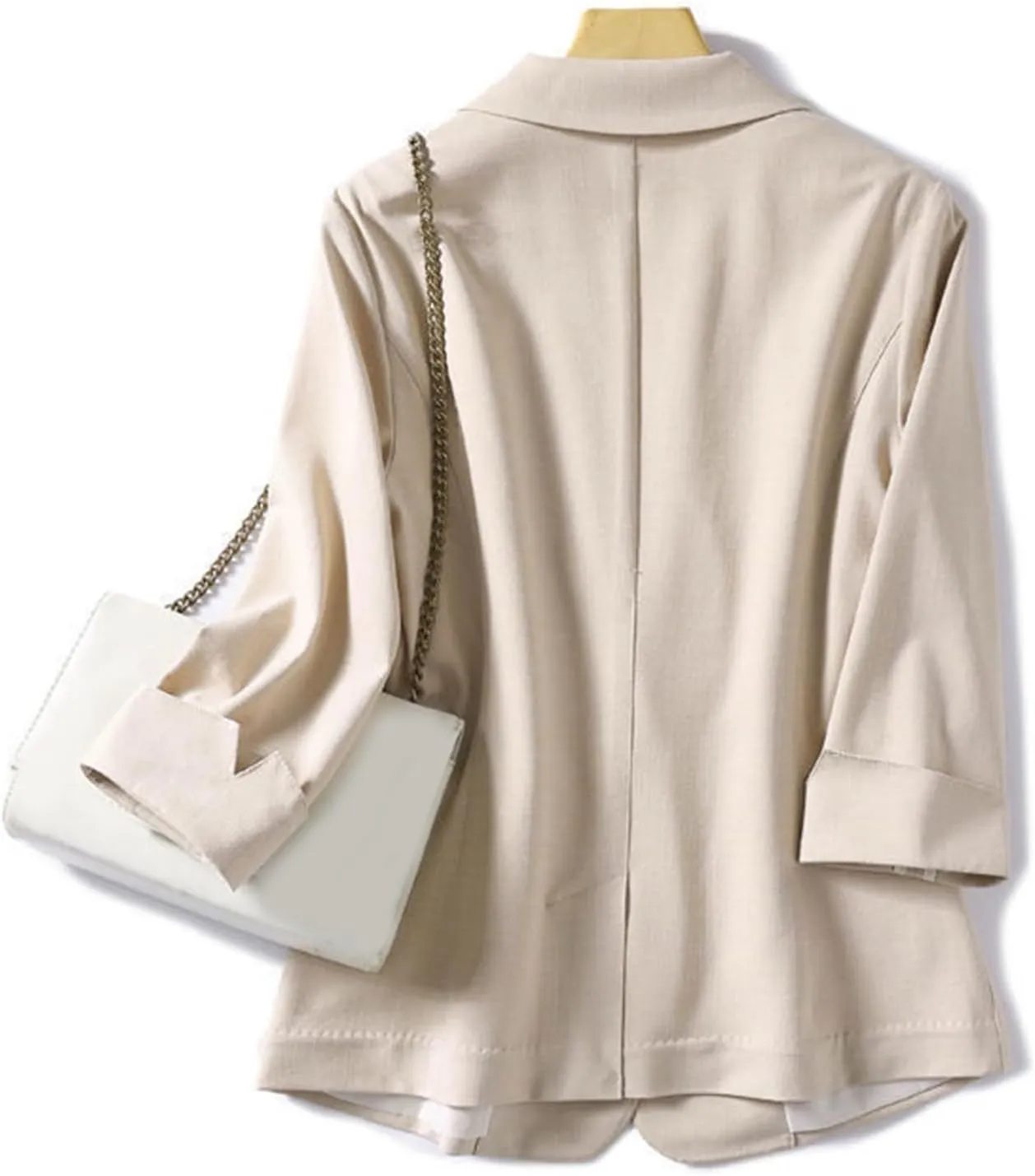 Linen Blazers for Women Lapel 3/4 Sleeve Suit Jackets Casual Dressy Work Blazer Lightweight Spring Summer Blazer