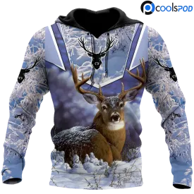 Love Deer Winter Hoodie, 3D All Over Print Deer On Hoodie For Men, Hunting Lover Gift