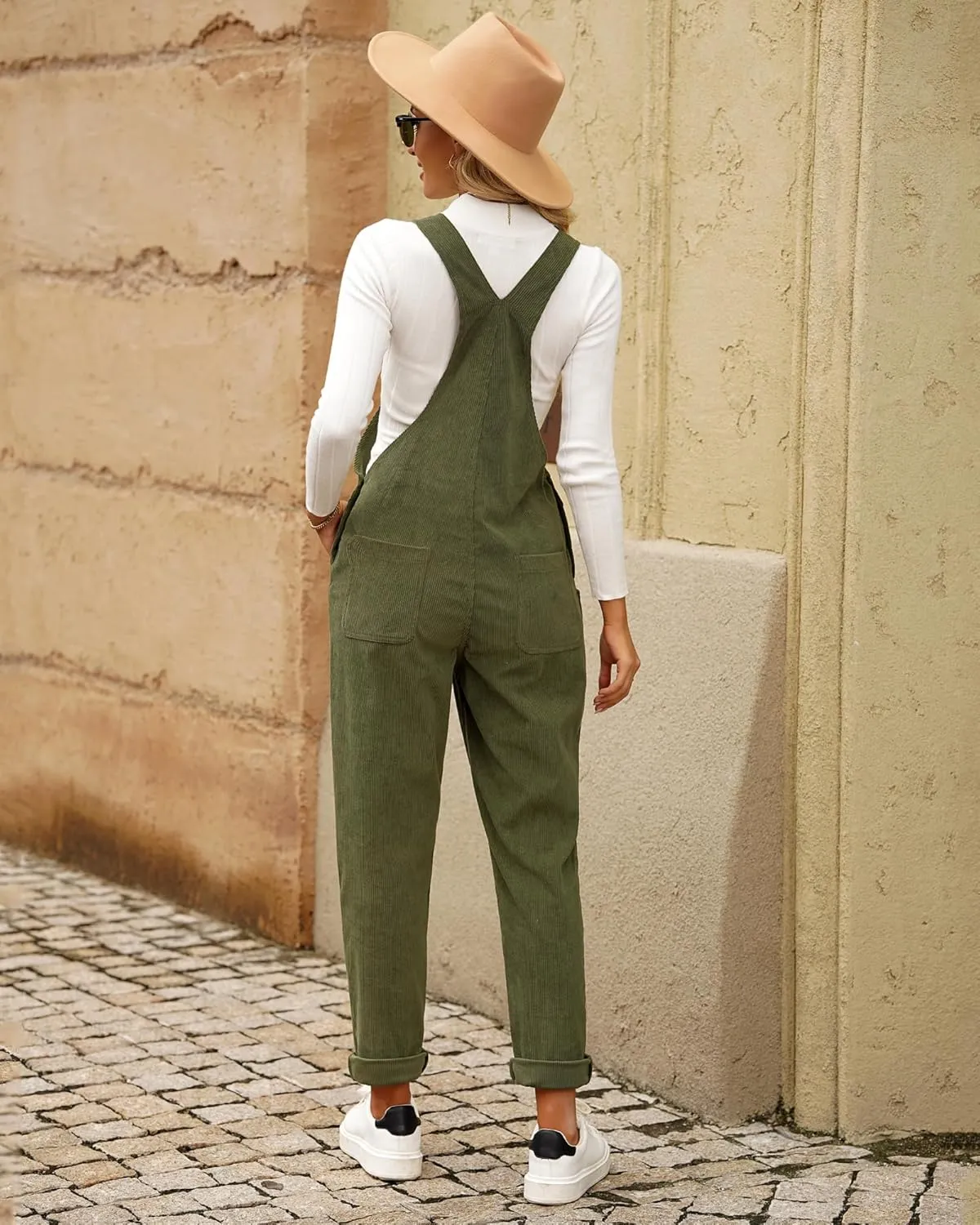 luvamia Corduroy Overalls for Women Adjustable Straps Fashion Bib Overall Jumpsuit with Pocket Tapered Leg Trendy 90s