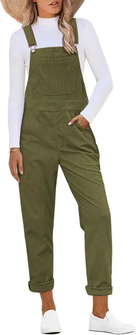 luvamia Corduroy Overalls for Women Adjustable Straps Fashion Bib Overall Jumpsuit with Pocket Tapered Leg Trendy 90s