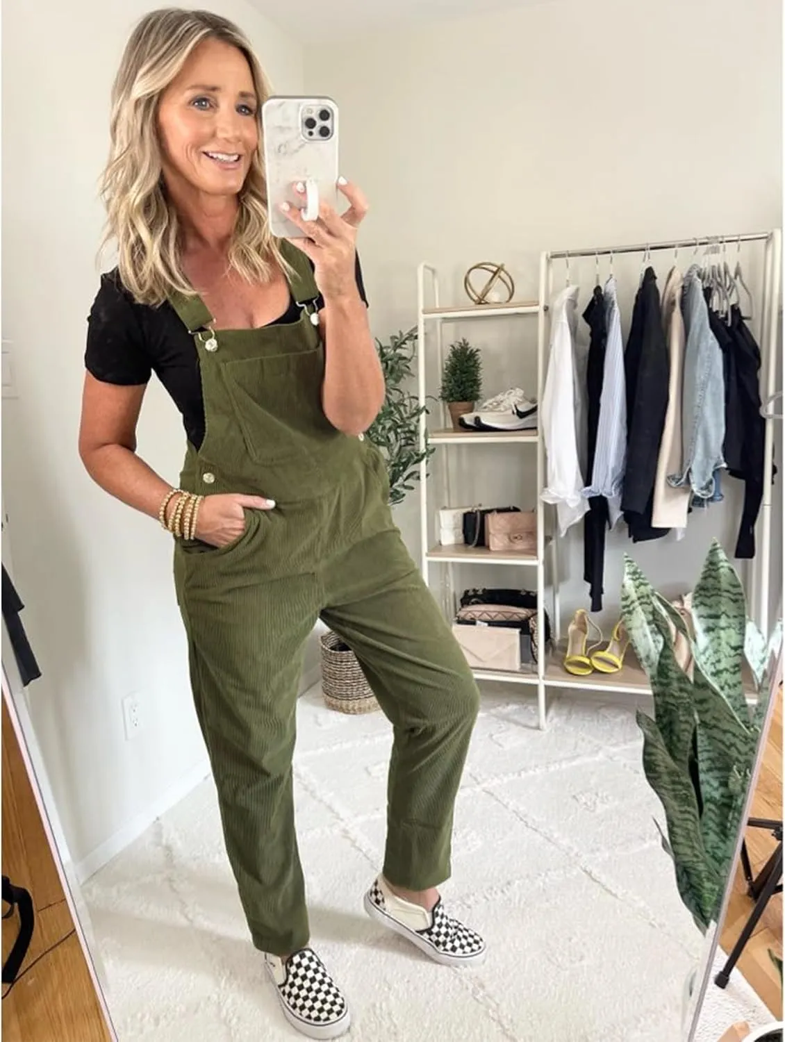 luvamia Corduroy Overalls for Women Adjustable Straps Fashion Bib Overall Jumpsuit with Pocket Tapered Leg Trendy 90s