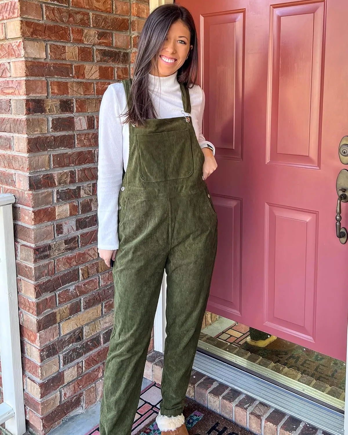 luvamia Corduroy Overalls for Women Adjustable Straps Fashion Bib Overall Jumpsuit with Pocket Tapered Leg Trendy 90s