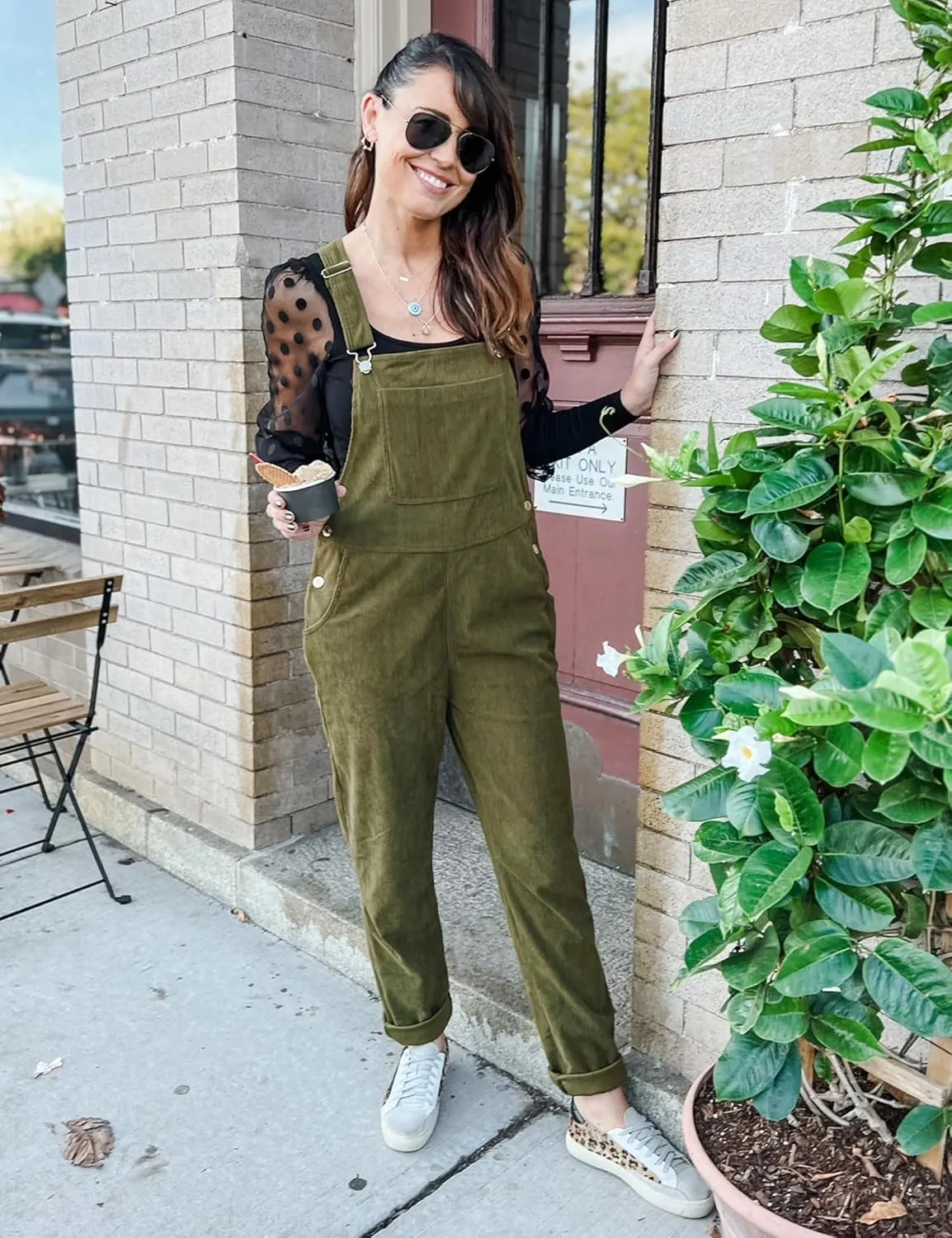 luvamia Corduroy Overalls for Women Adjustable Straps Fashion Bib Overall Jumpsuit with Pocket Tapered Leg Trendy 90s