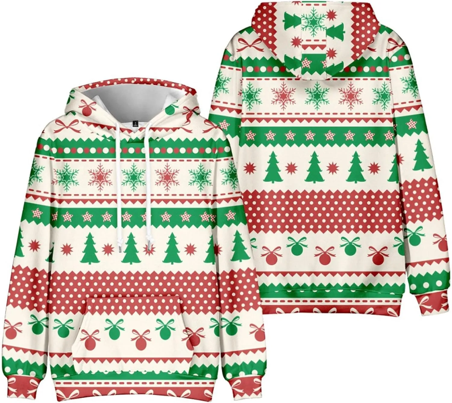 Men's Christmas Hoodies Funny Xmas Graphic Print Long Sleeve Drawstring Hooded Pullover Sweatshirts