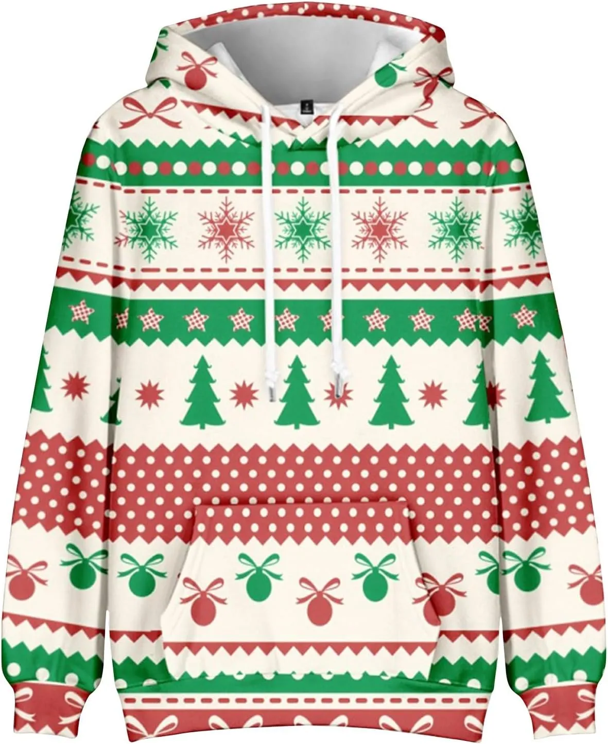 Men's Christmas Hoodies Funny Xmas Graphic Print Long Sleeve Drawstring Hooded Pullover Sweatshirts
