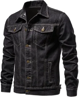 Men'S Denim Jackets Distressed Vintage Jean Jacket Single Breasted Windbreaker Slim Fit Denim Jacket Men Outerwear Coat