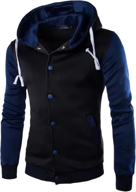 Men's Fashion Varsity Jacket Hoodie Causal Slim Fit Cotton Letterman Baseball Bomber Jackets with Hood for Men