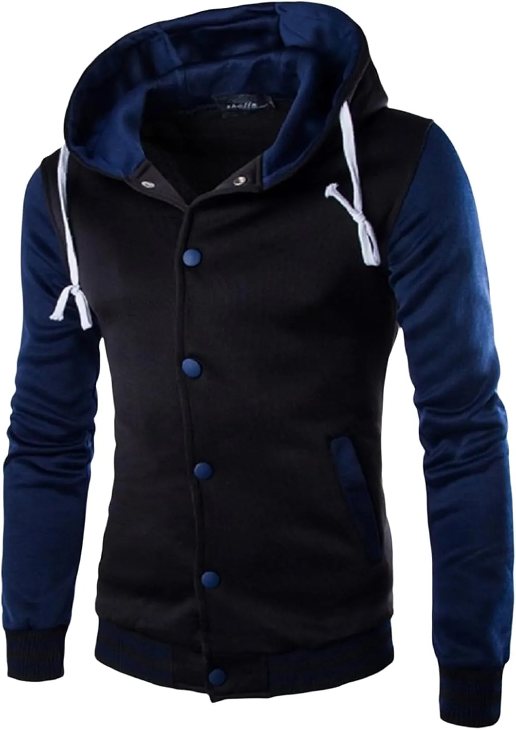 Men's Fashion Varsity Jacket Hoodie Causal Slim Fit Cotton Letterman Baseball Bomber Jackets with Hood for Men