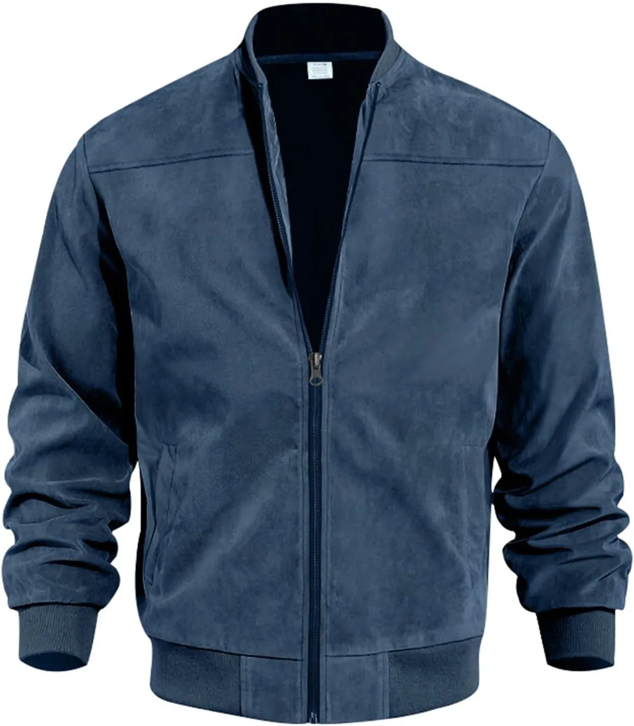 Mens Lightweight Jacket Flight Bomber Jacket Suede Full Zip Casual Softshell Jacket Outwear Pockets Thin Windbreaker