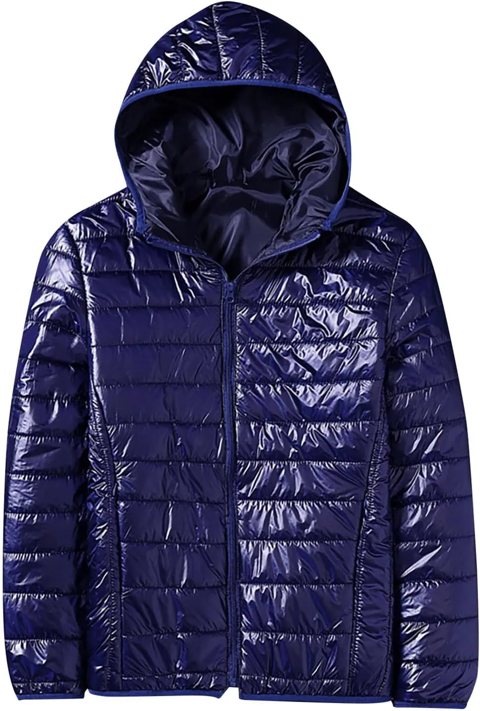 Men's Lightweight Puffer Jacket Winter Warm Down Coats Plus Size Packable Hooded Insulated Coat for Snow Ski Traveling