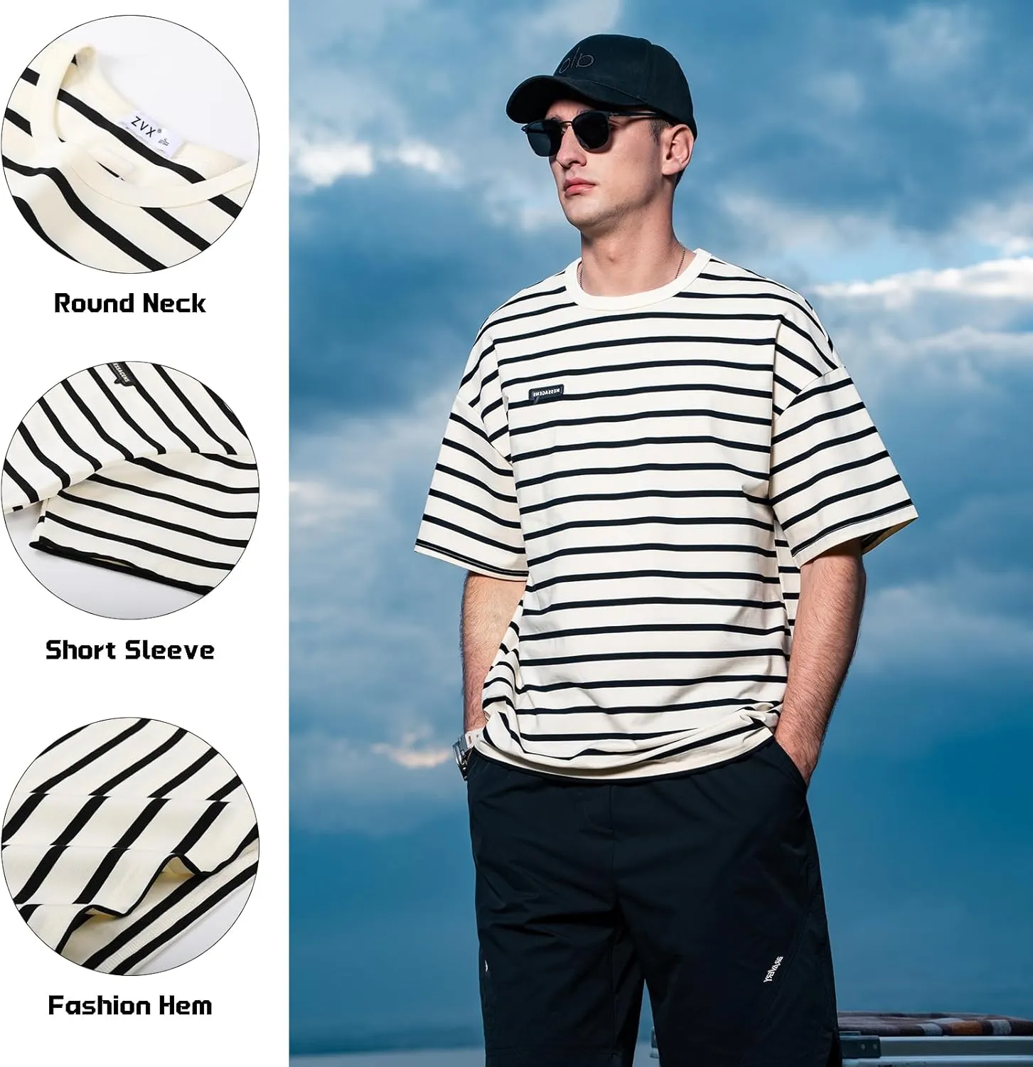 Men's Striped Shirts,Crewneck Striped T-ShirtTrue Classic Men's Top