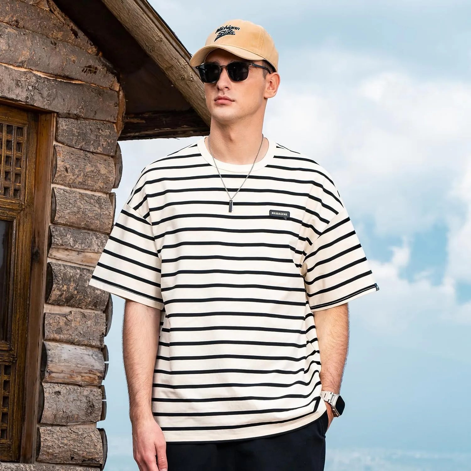 Men's Striped Shirts,Crewneck Striped T-ShirtTrue Classic Men's Top